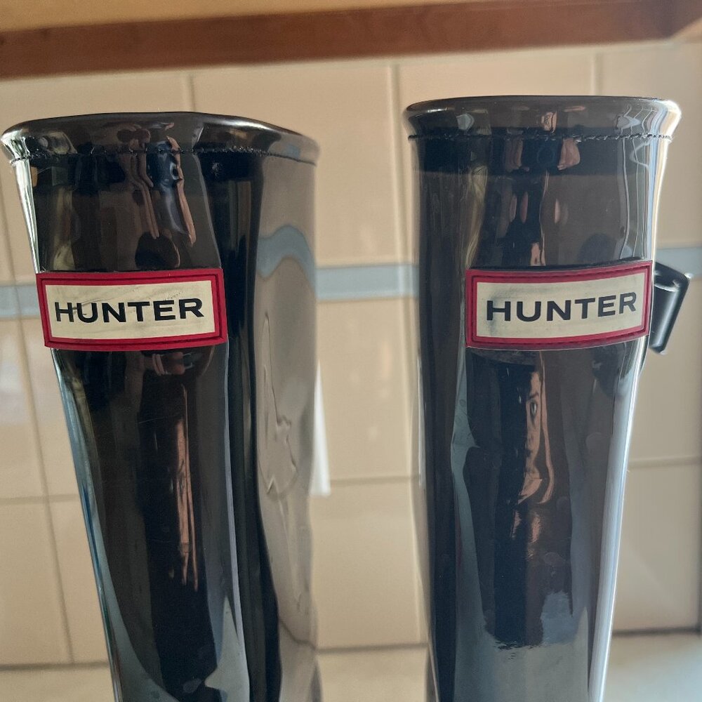 Hunter Fisherman Black Clear Buckle Rubber Tall Rain Outdoor Boots Shoes US 8 - Picture 6 of 11